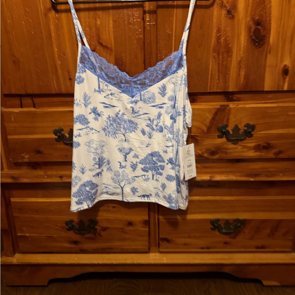 Blue and White Knit Cami Tap Set Size Large 12-14! NWT - Picture 5 of 7